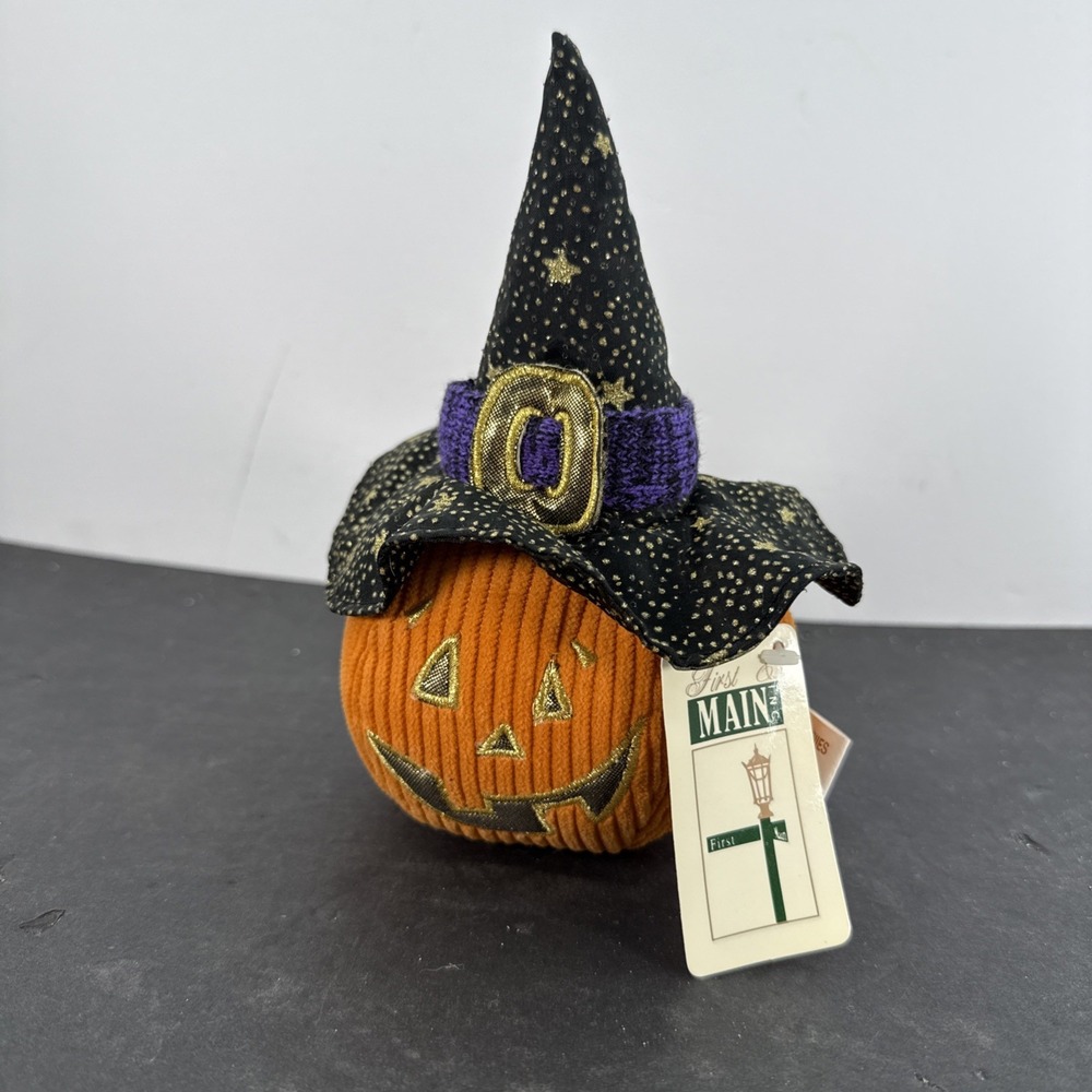 Halloweenies Plush Pumpkin Witch First & Main NOS with Tag Halloween CUTE